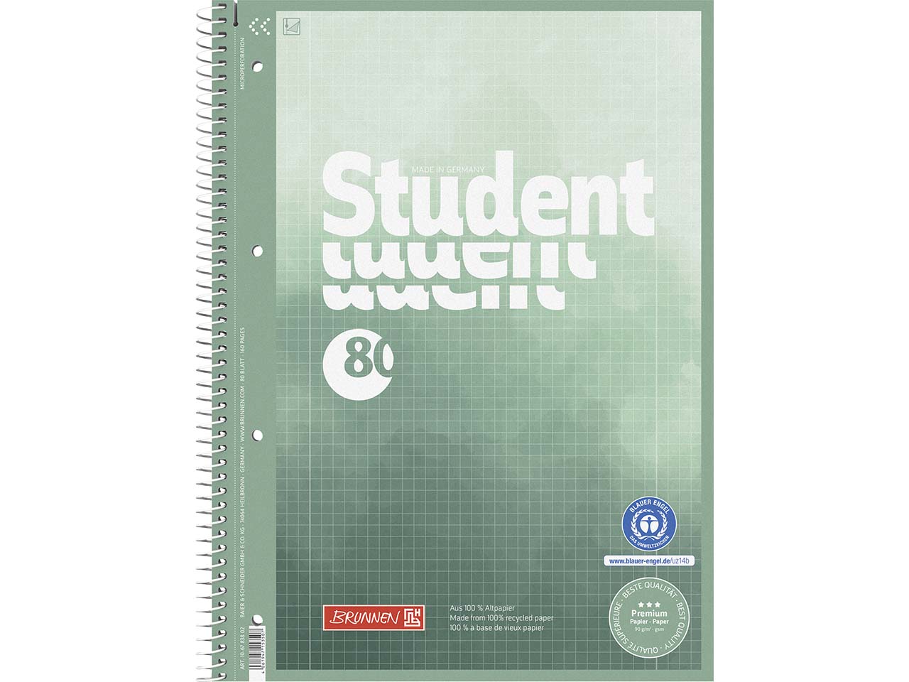 BRUNNEN Collegeblock "Premium" DIN A4 Lineatur 28, 90g/m²