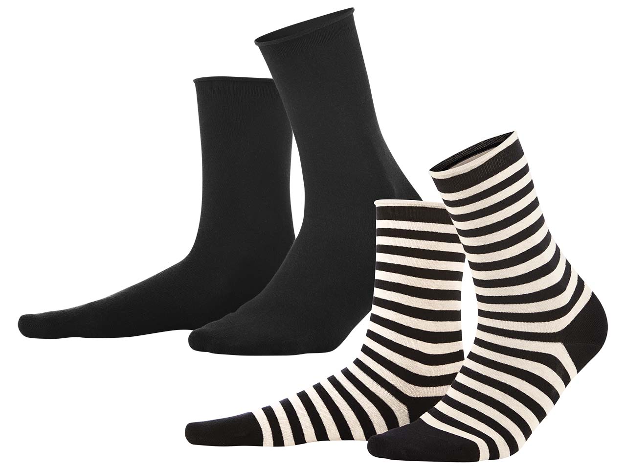 2er-Pack Living Crafts Bio-Damen-Socken "Alexis" schwarz/sand, Gr. 39/42