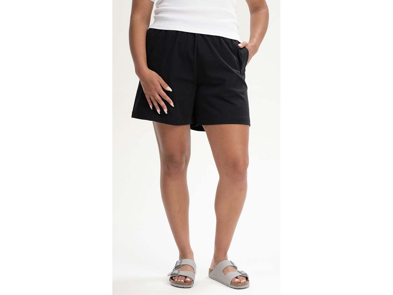 MELA Bio-Damen-Jersey-Short "JIVIKA" mit Seitentaschen, schwarz, Gr. S