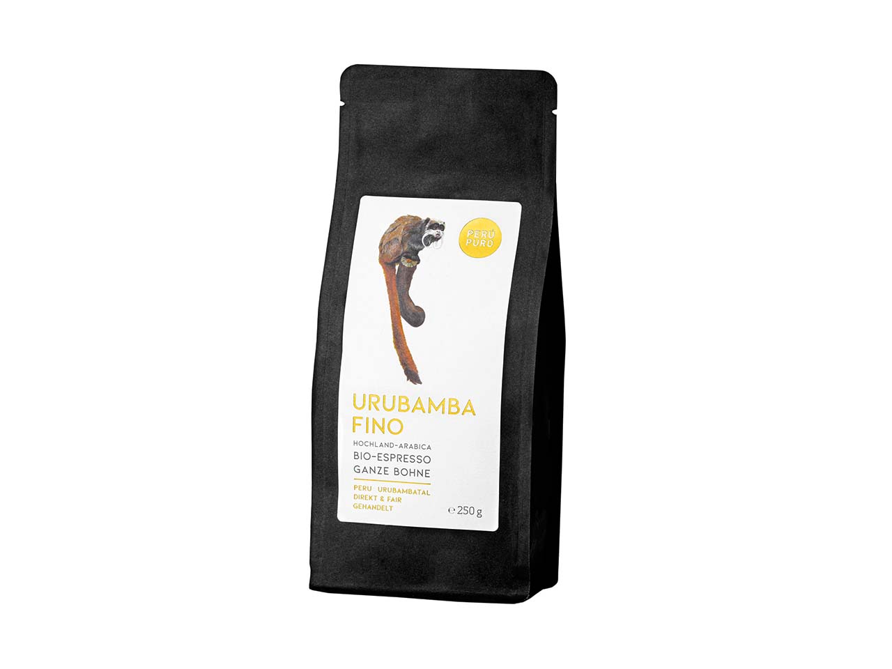 PERÚ PURO Bio-Espresso "Urubamba Fino" ganze Bohne, Hochlandespresso, 250 g