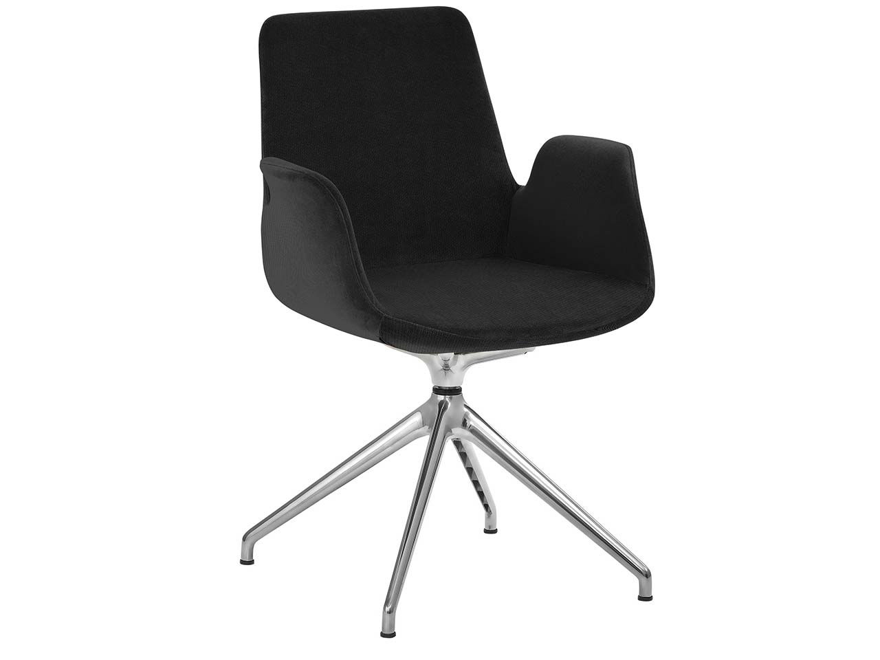 Besucherstuhl "2009" mit Sternfuß-Gestell, Aluminium, schwarz
