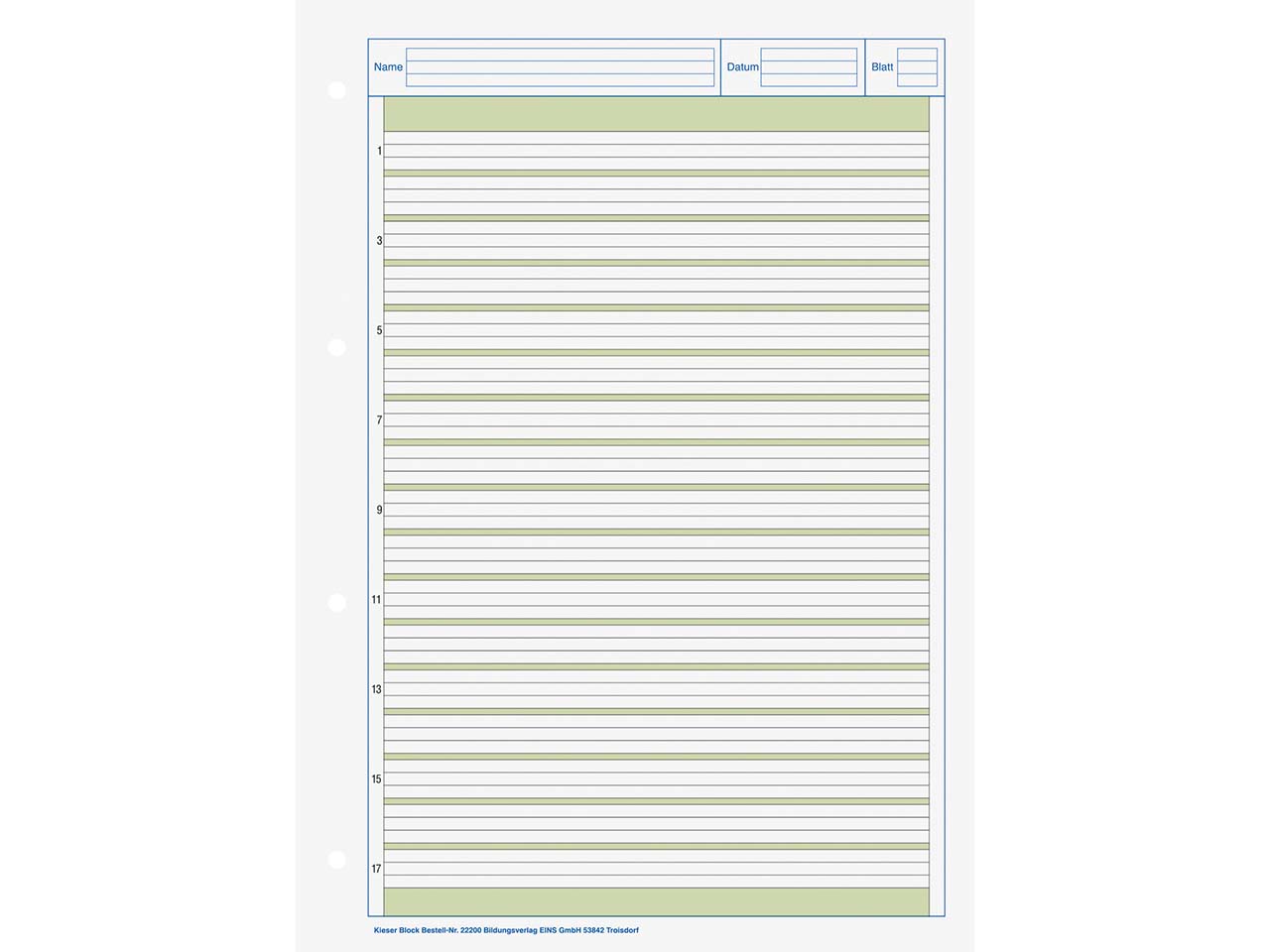 BRUNNEN Kieserblock DIN A4, Lineatur 2, 80 g/m², 50 Blatt