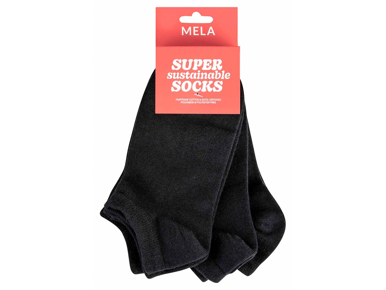 MELA 6er-Pack Bio-Sneaker-Socken, schwarz, Gr. 35/38