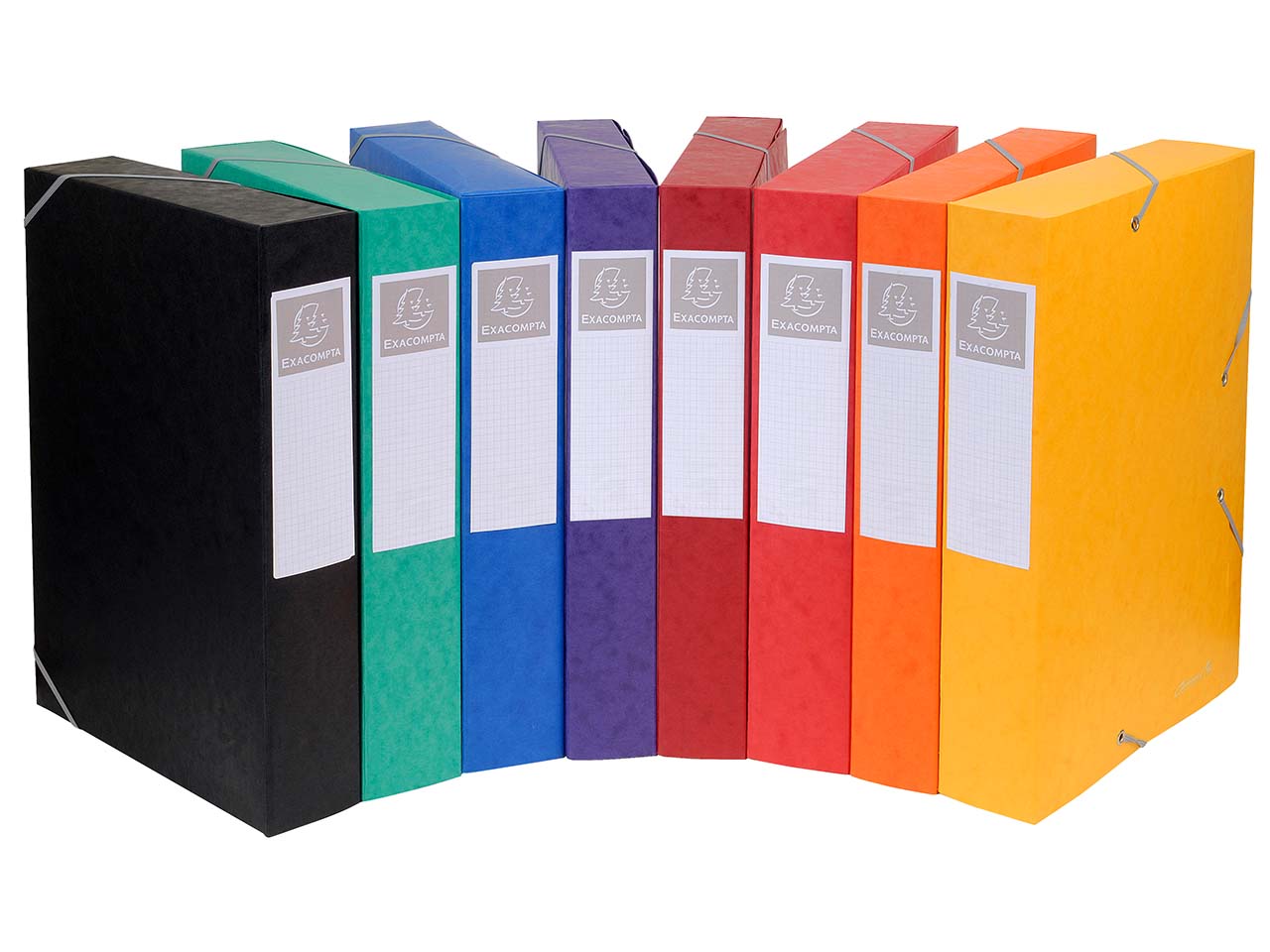 10 Exacompta Archivboxen aus Colorspan-Karton, 600 g/m², DIN A4, sortiert, RB 50 mm