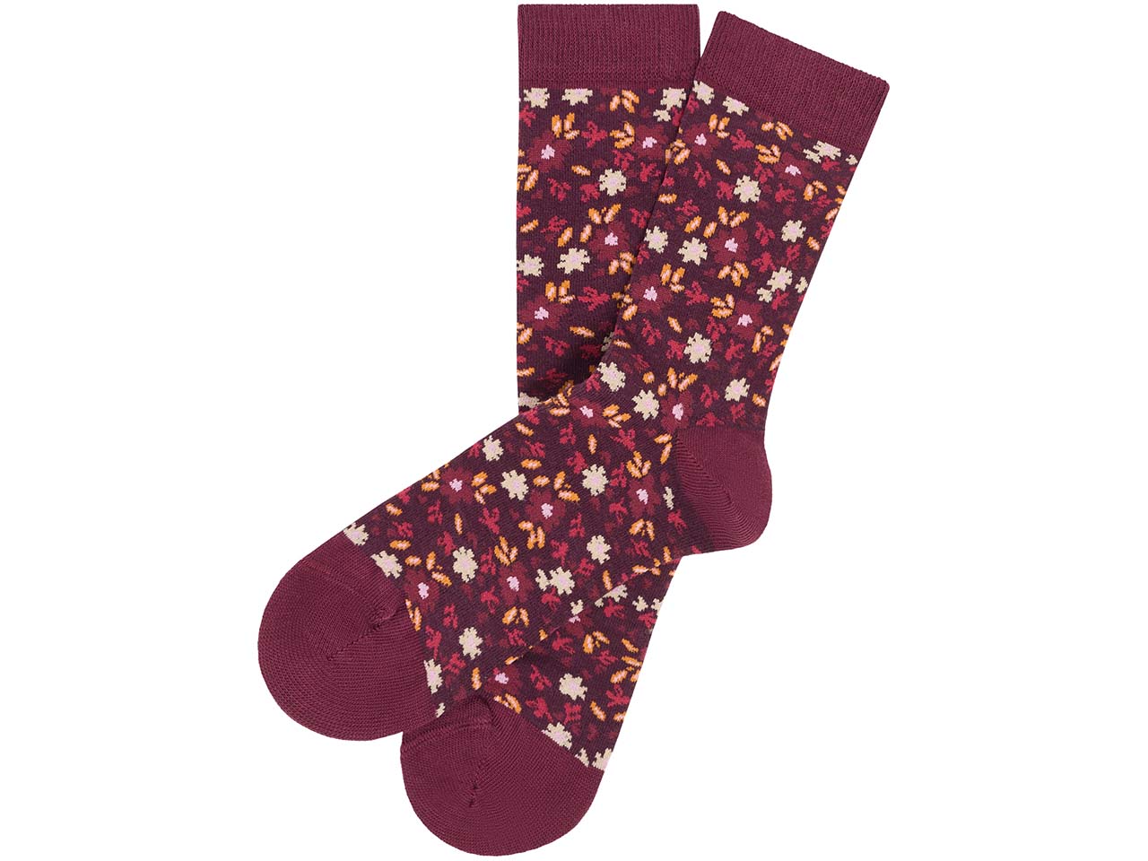 tranquillo Bio-Socken 'Bloomyy' mit Blumen-Muster, bloom burgundy, Gr. 39/42