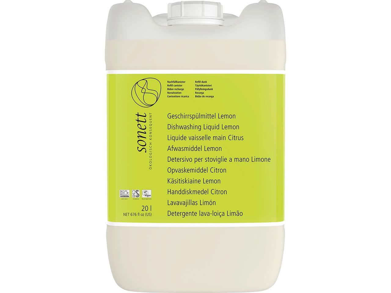 Sonett Geschirrspülmittel "Lemon" mit Lemongrassöl, Nachfüllung, 20 l