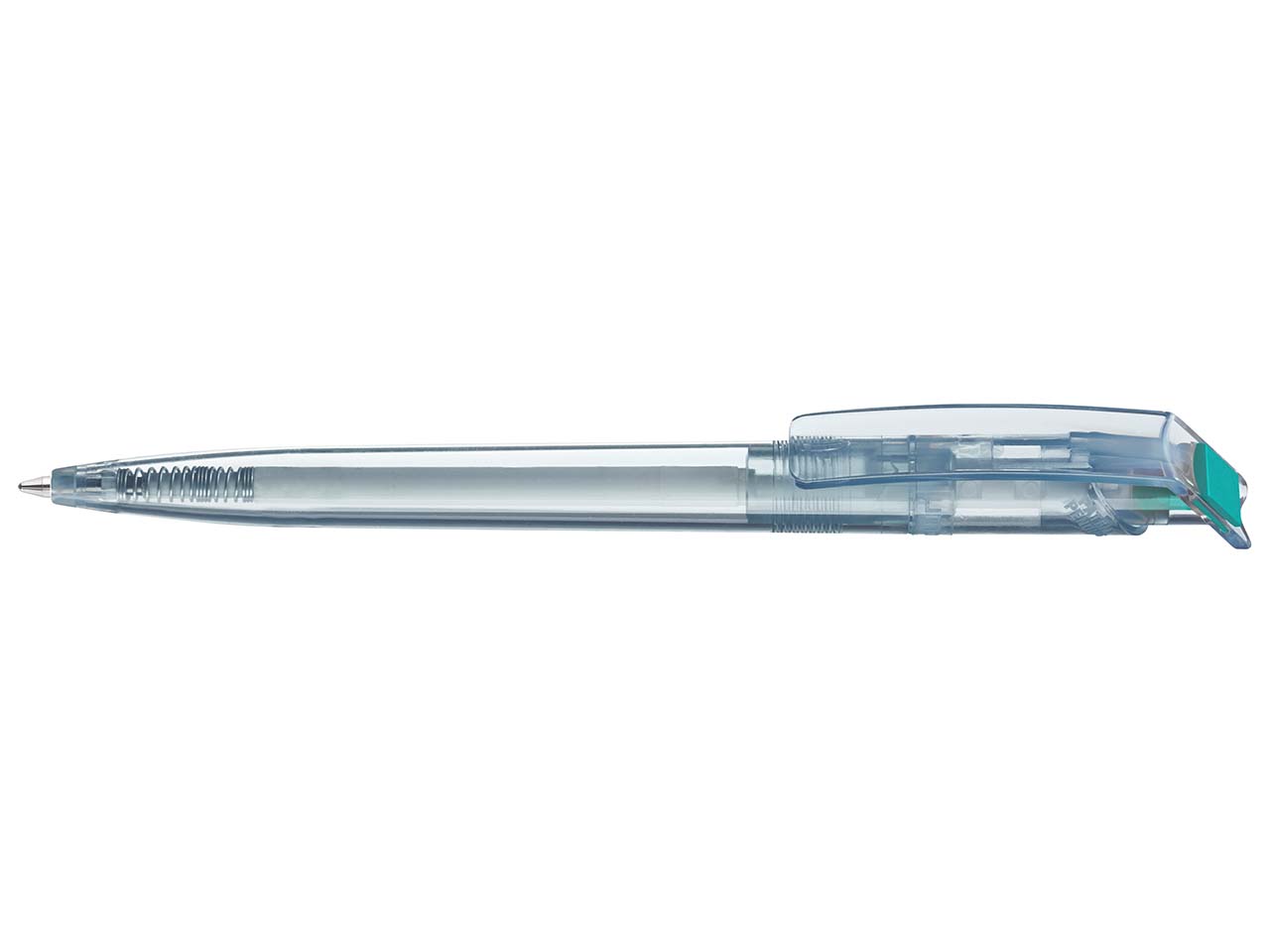 uma Kugelschreiber 'recycled PET-Pen' transparent mit buntem Clip, türkis