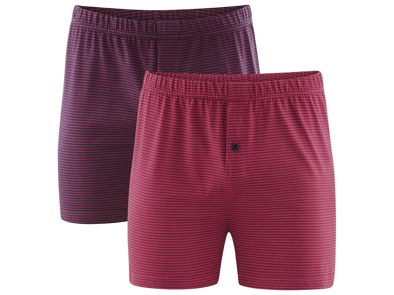 Living Crafts 2 Herren-Boxershorts "Ben" aus Bio-Baumwolle blau/rot gestreift, Gr. L