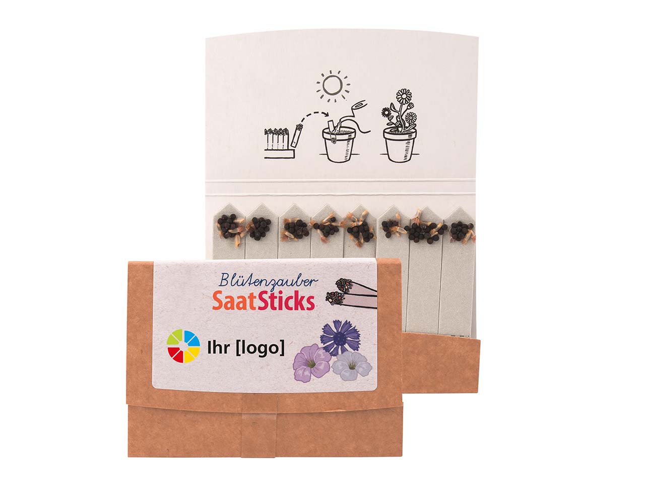 Bio-Saatsticks 'Blütenzauber' inkl. 1-4-farbig bedruckter Karte