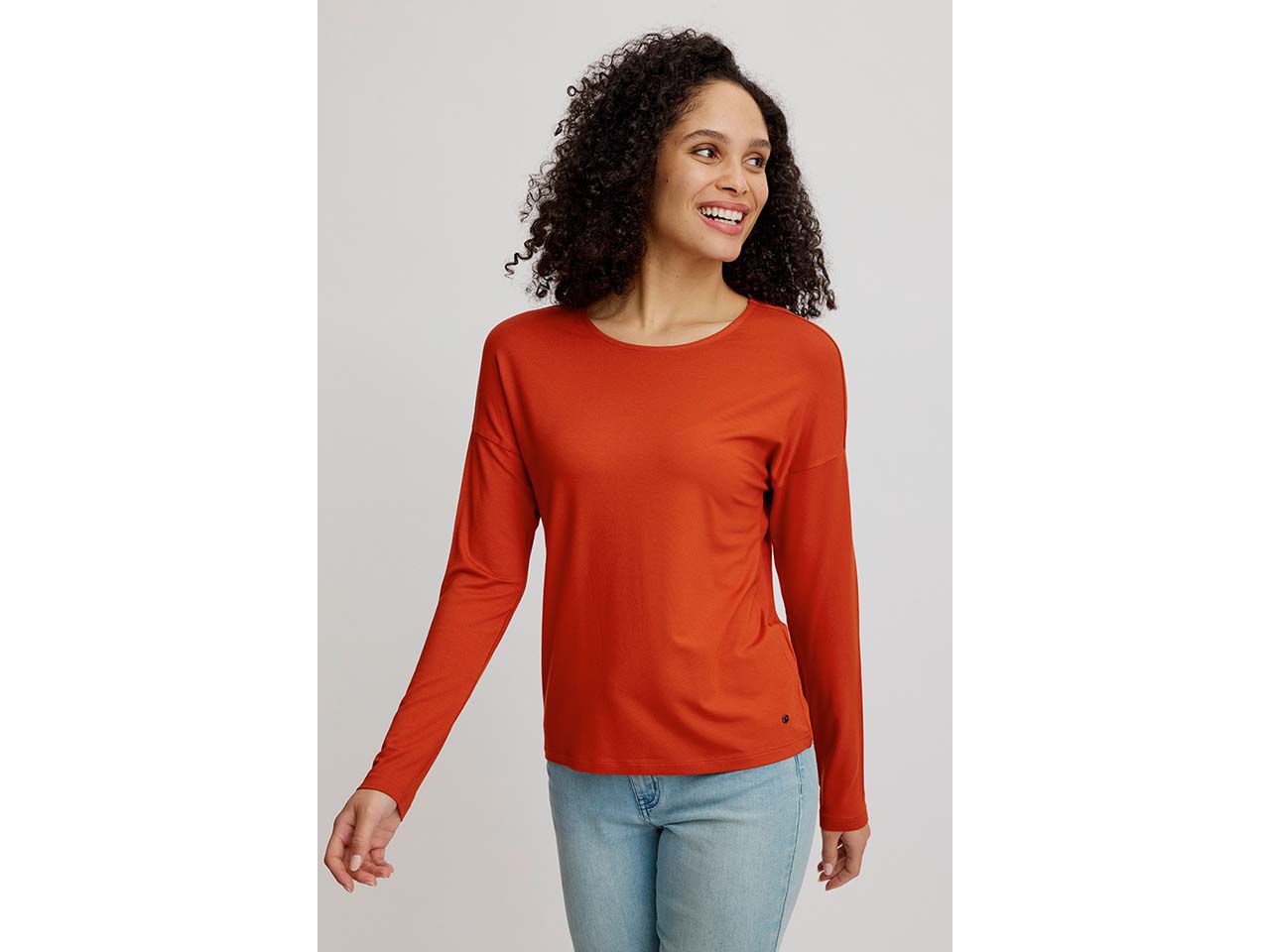tranquillo Damen-Langarmshirt mit überschnittenen Schultern, rooibos, Gr. M