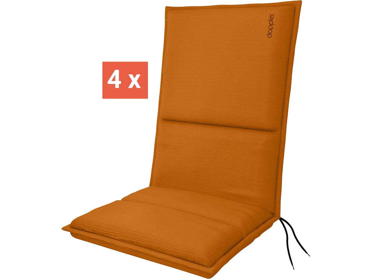 doppler Auflage "CITY" Midi, 4er-Pack, 110x48x6 cm, Polyester, orange