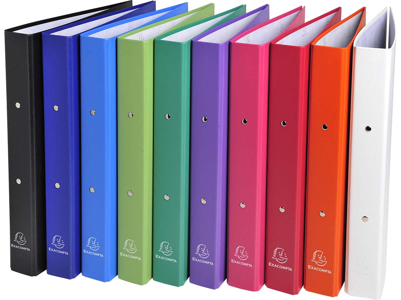 20 Exacompta Ringbücher, DIN A4, 2 Ringe, RB 40 mm, sortiert