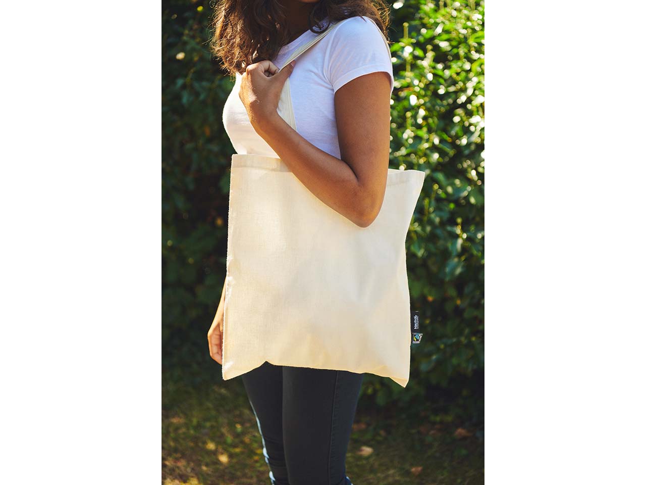 Neutral Bio-Baumwoll-Tragetasche mit langen Henkeln, charcoal