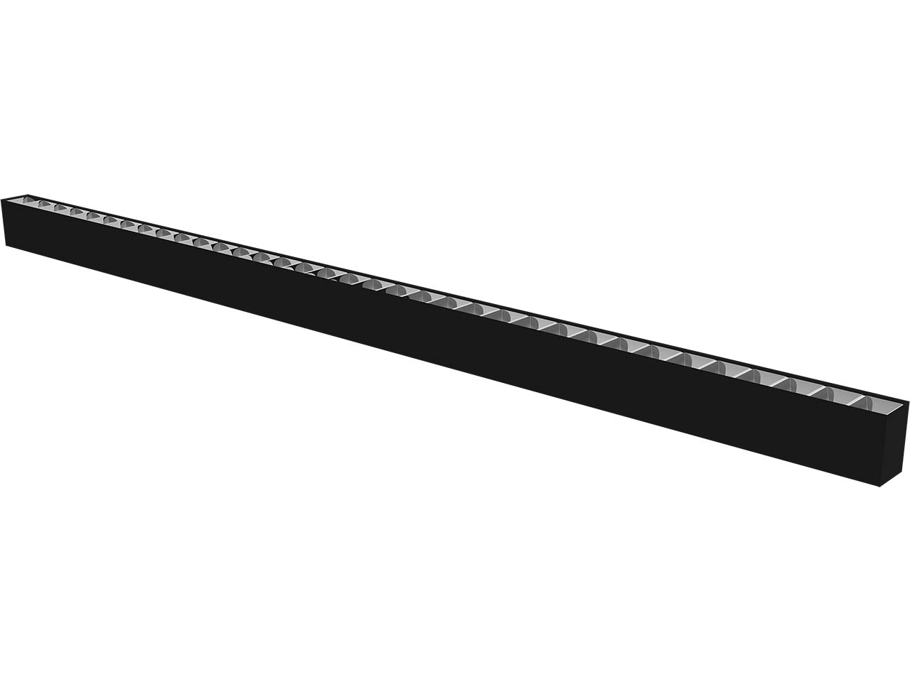 REV LED-Aufbauleuchte mit Raster, 150 cm, 3.800 lm, Aluminium, schwarz
