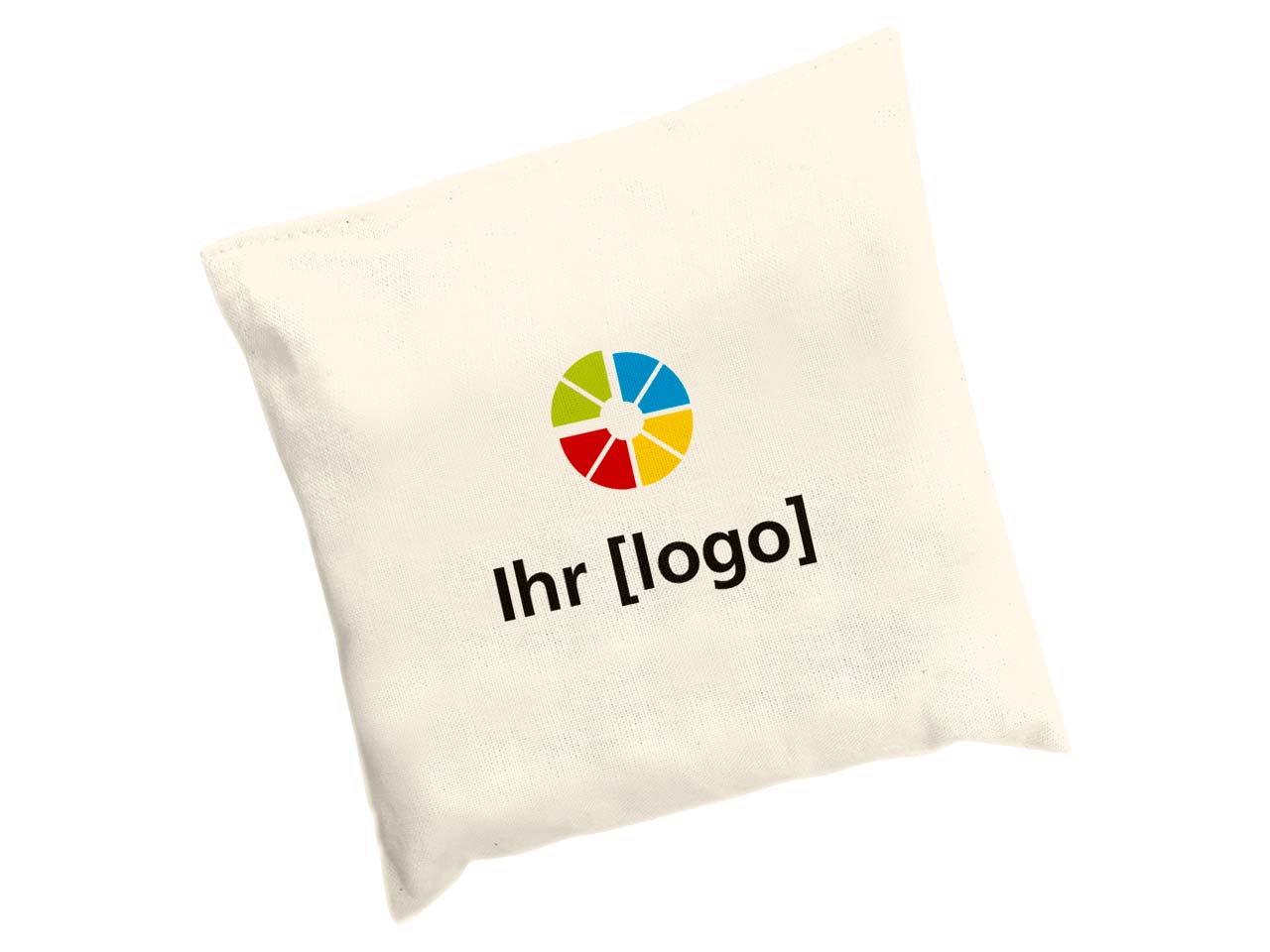 Anti-Stress-Kissen natur inkl. 1-4-farbigem Aufdruck 12 x 12 cm, Lavendelfüllung