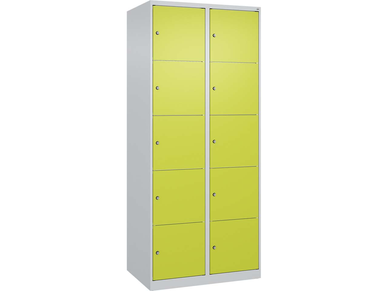 C+P Schließfachschrank Classic PLUS, 10 Fächer, 1850x800x500mm, Lichtgrau/Clowngrün