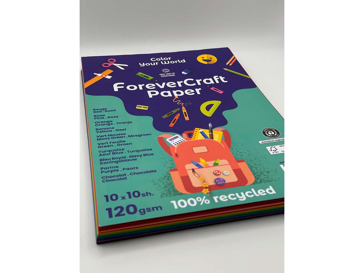 100 Blatt Tonpapier DIN A4 "forever craft paper" 120g/m² farbig sortiert