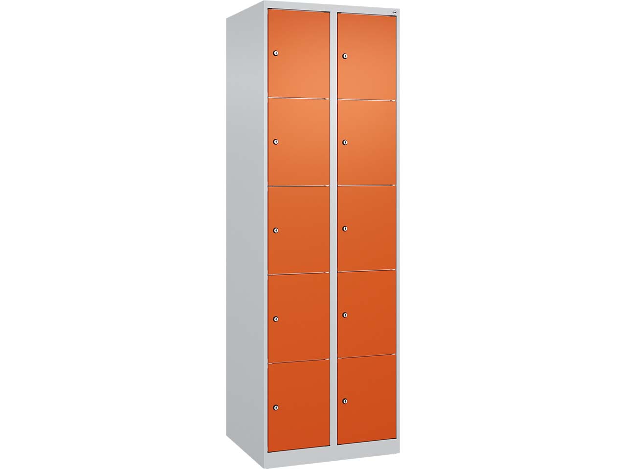 C+P Schließfachschrank Classic PLUS, 10 Fächer, 1850x600x500mm, Lichtgrau/Reinorange