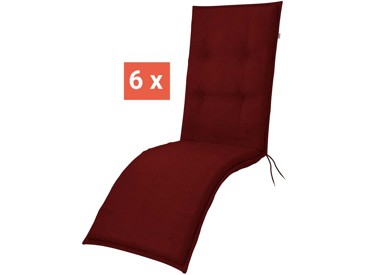 doppler Auflage "STAR" für Relaxliege, 6er-Pack, 170 x 48 x 6 cm, Polyester, bordeaux