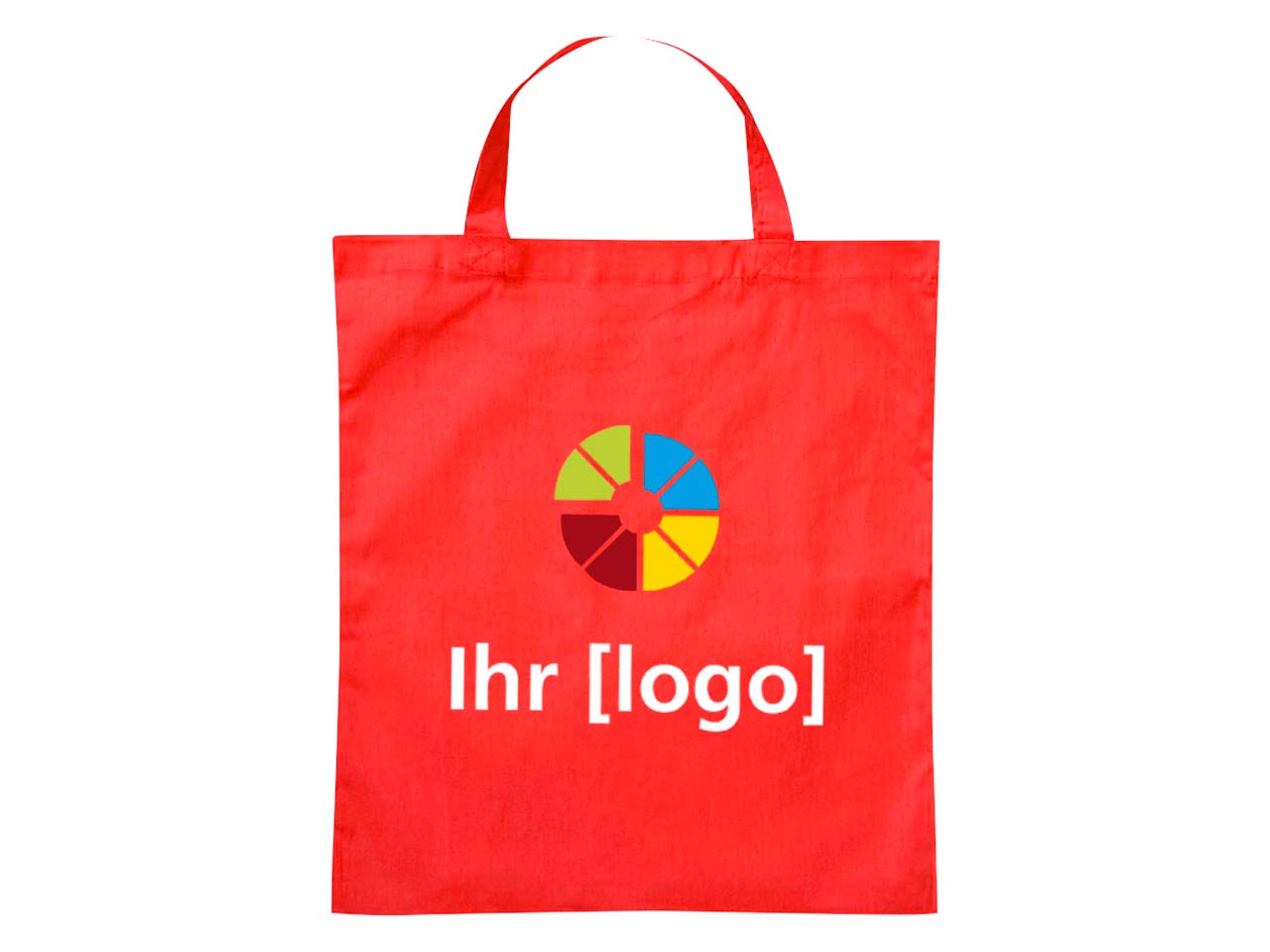 Baumwoll-Tragetaschen, rot 38x42 cm mit zwei kurzen Henkeln