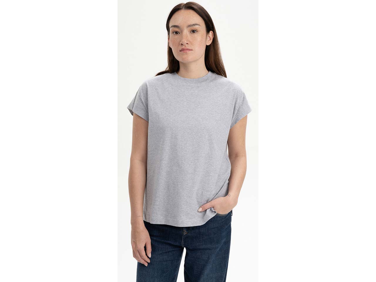 MELA Bio-Damen-T-Shirt "MADHU" mit Fledermausärmeln, grau melange, Gr.L