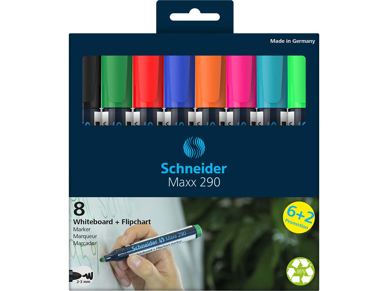 Schneider 8er-Pack Whiteboardmarker "Maxx 290" 6+2 Gratis, sortiert
