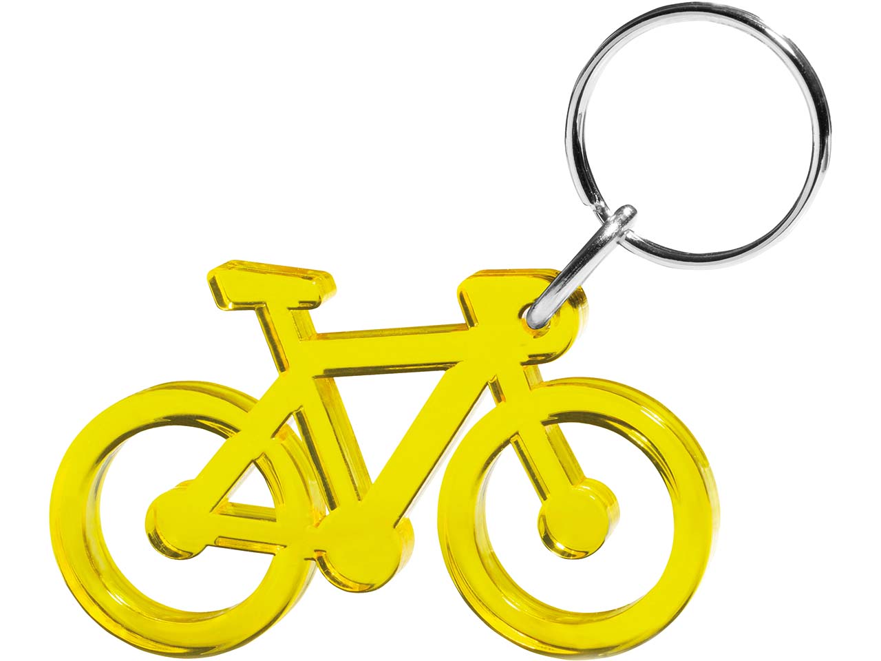 Schlüsselanhänger "Fahrrad" inkl. 1-farbigem Aufdruck, gelb transparent