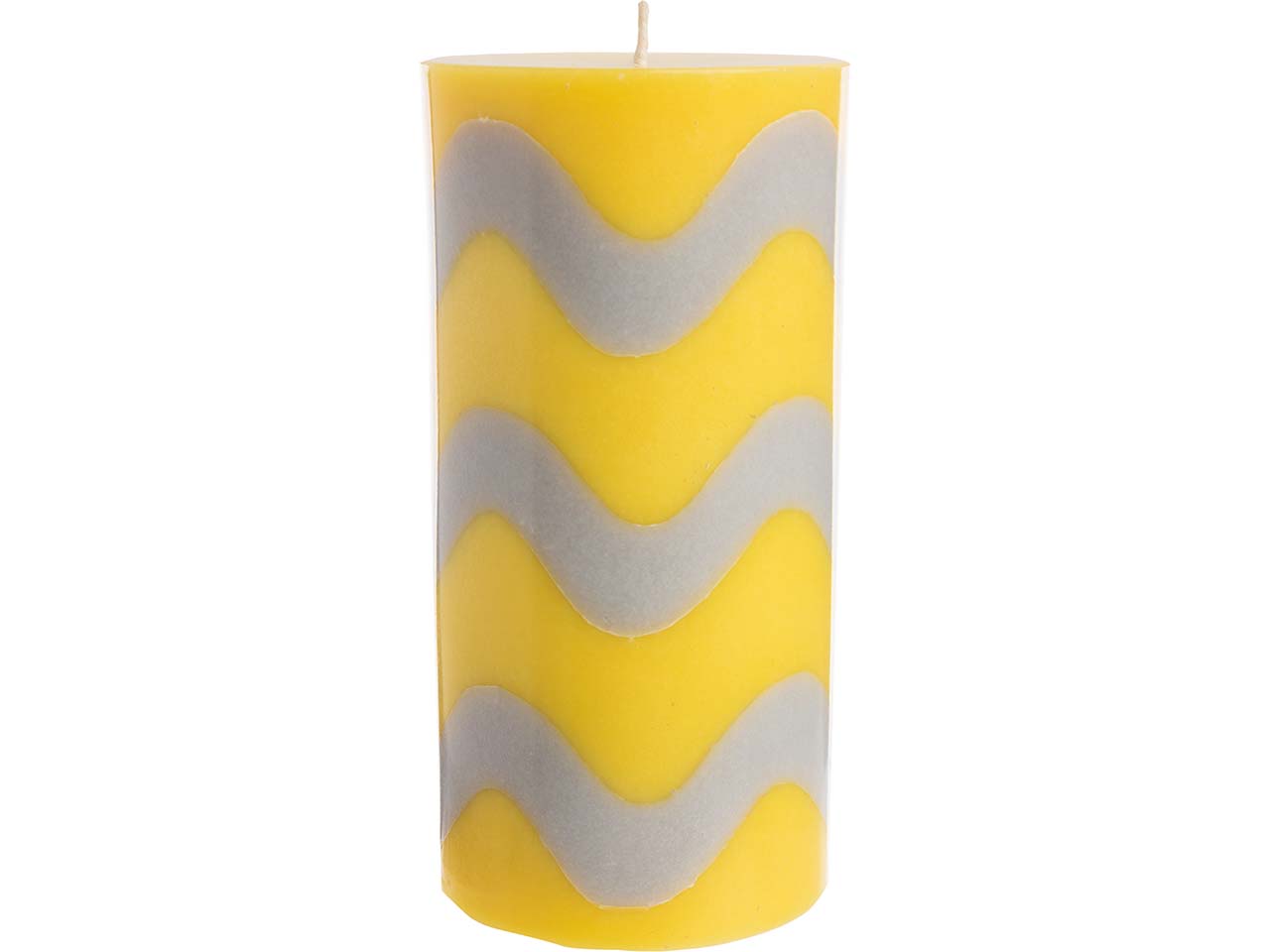 tranquillo Stumpenkerze "GLUMI WAVE" aus Stearin, Ø 7,5 cm x H 15 cm, gelb