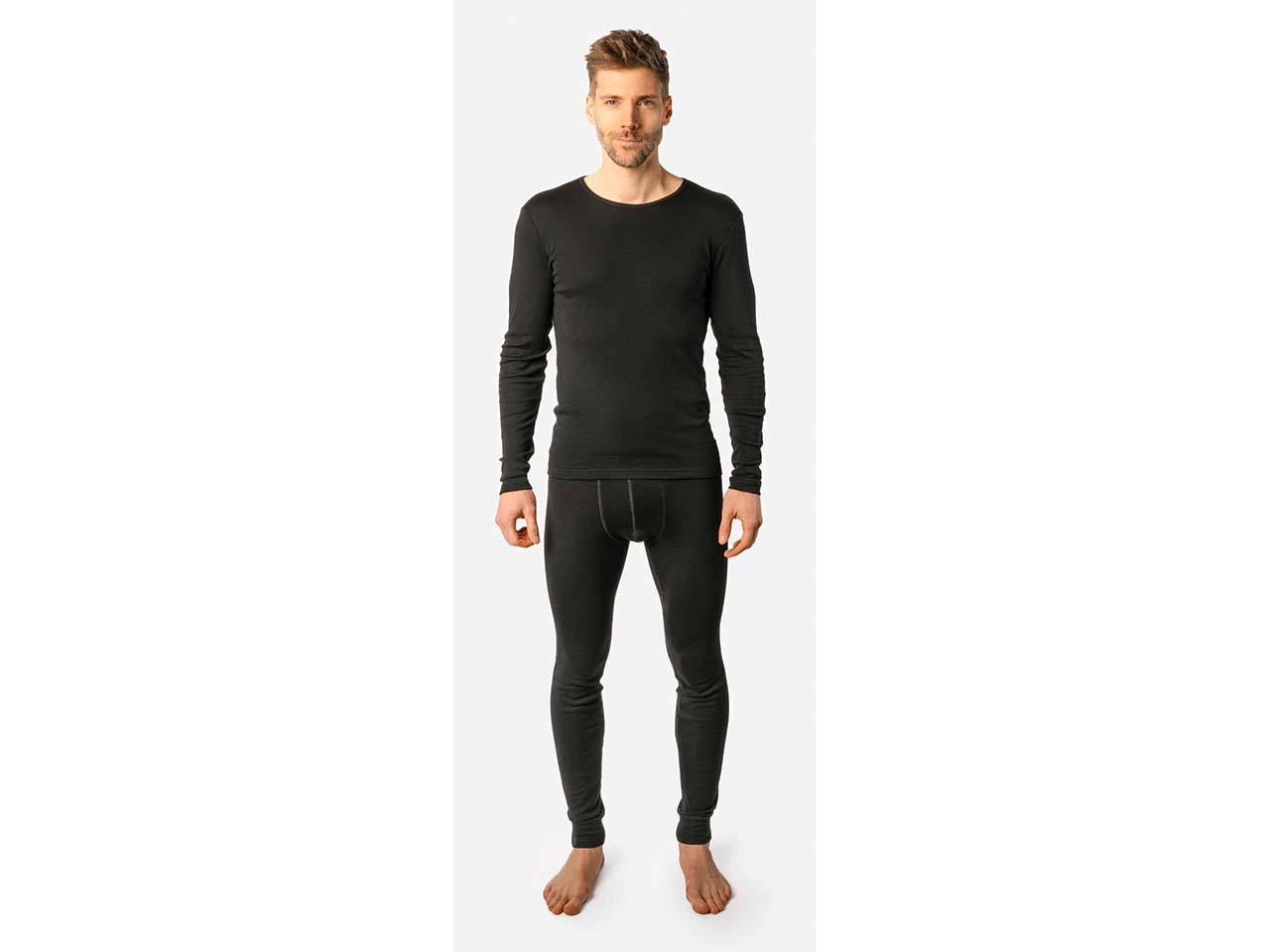 Living Crafts Bio-Herren-Langarmshirt 'LIAM' mir Rundhalsausschnitt, black, Gr. L