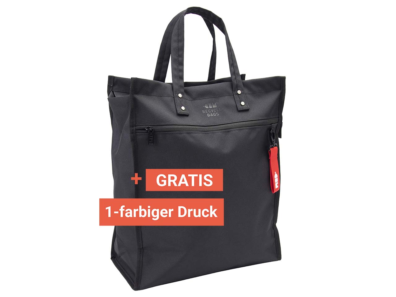 Einkaufstasche "Shopper" aus recy. PET-Flaschen inkl 1c-Gratisdruck, schwarz