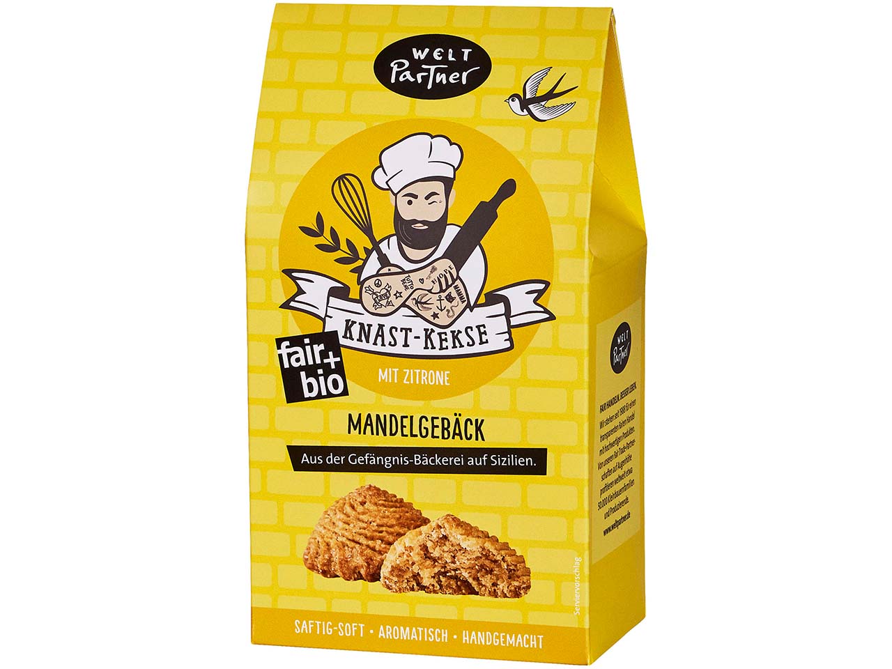 WeltPartner Bio-Mandelgebäck "Knast-Kekse" mit sizilianischen Zitronen, glutenfrei, 140 g