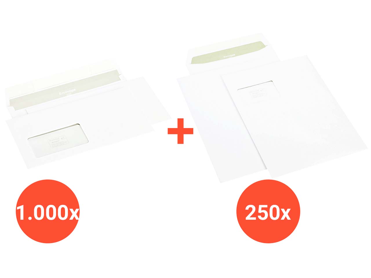 1.000 Briefumschläge "Envirelope" DL HK mF + 250 Versandtaschen "Envirelope" C4 HK mF