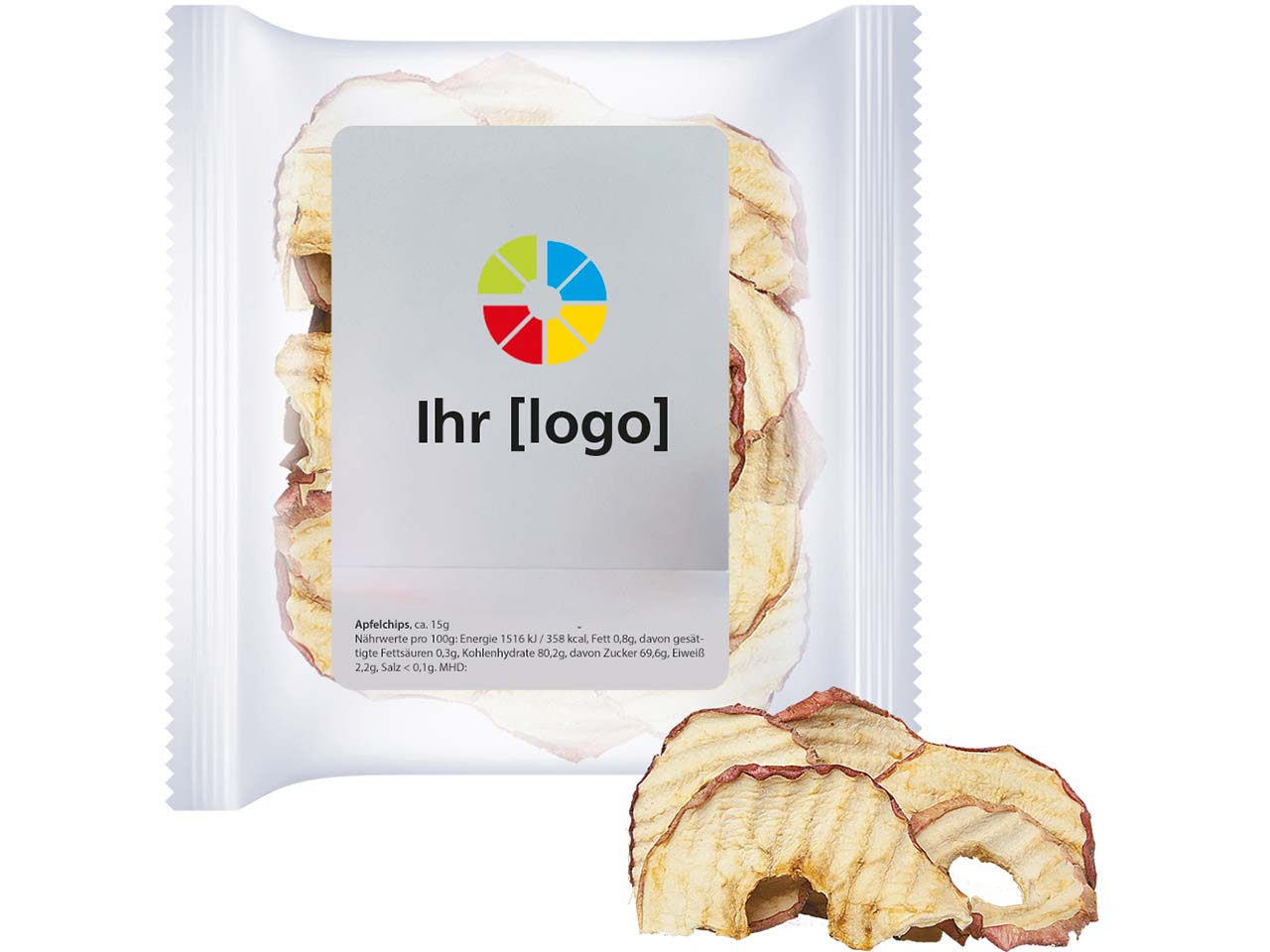 Bio-Apfelchips inkl. 4-farbigem Etikett, 15 g