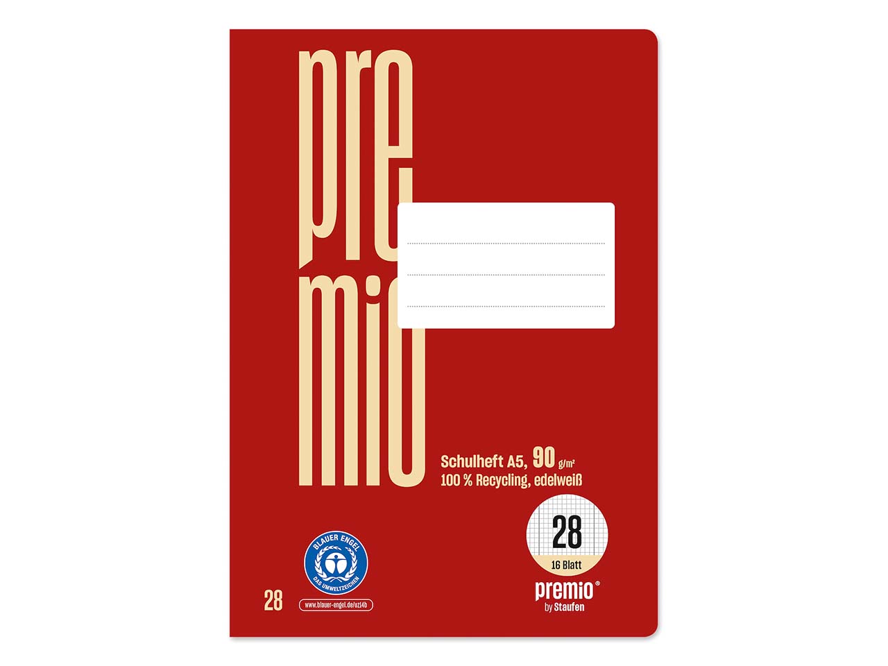 Staufen Schulheft "premio" DIN A5, 90g/m², Lineatur 28