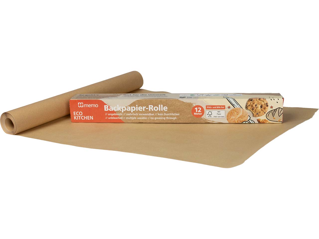 memo Backpapier-Rolle "ECO KITCHEN" ungebleicht, B 38 cm, L 12 m