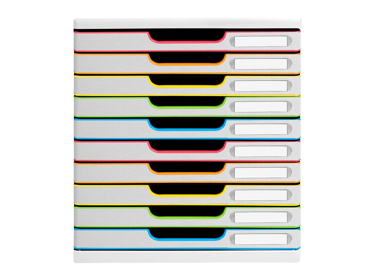 Exacompta Schubladenbox Modulo "Black Office", DIN A4+, 10 Schubladen, weiß/harlekin