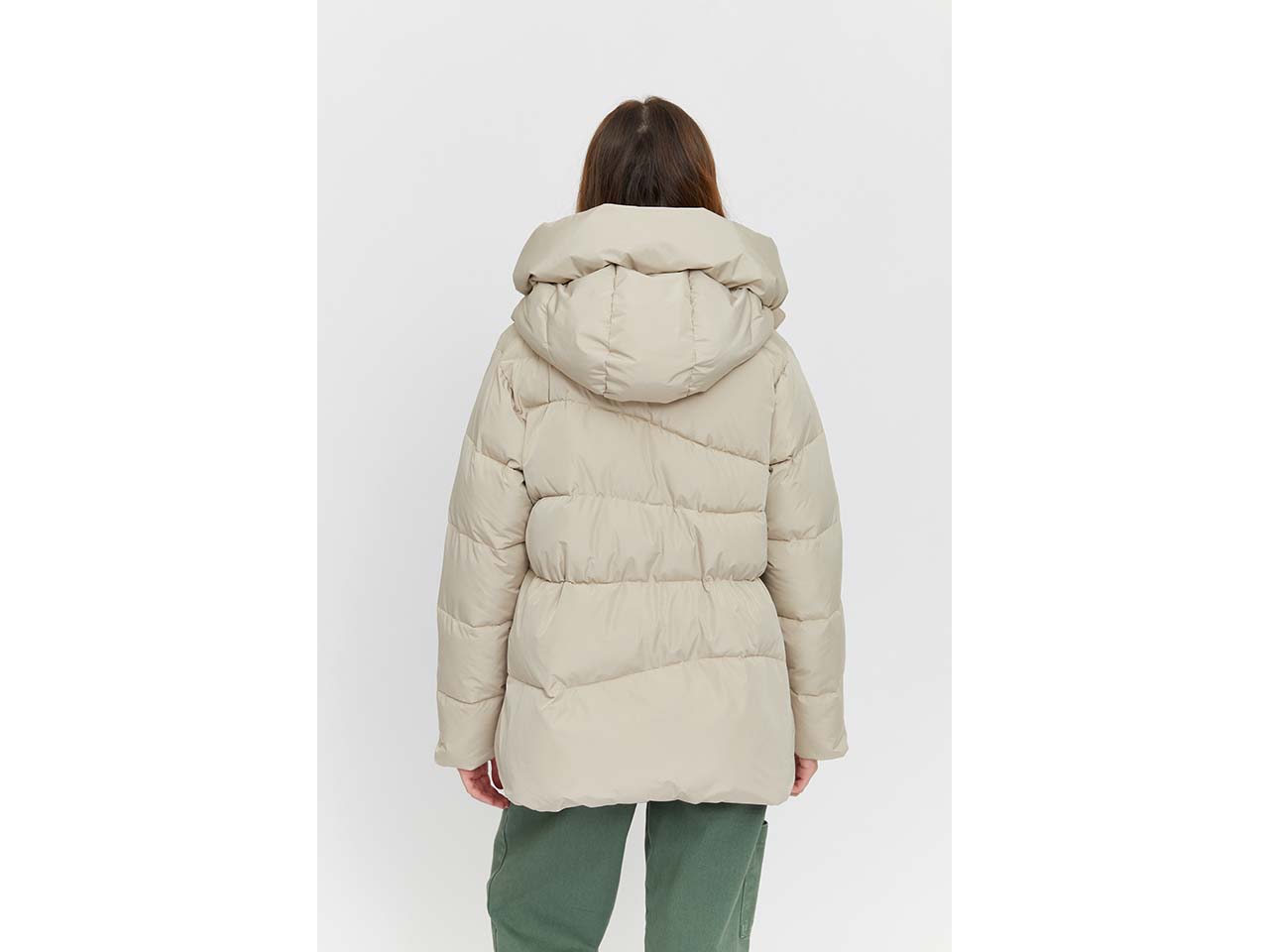 MAZINE Damen-Steppjacke "Wanda" mit großer Kapuze, light taupe, Gr. XS