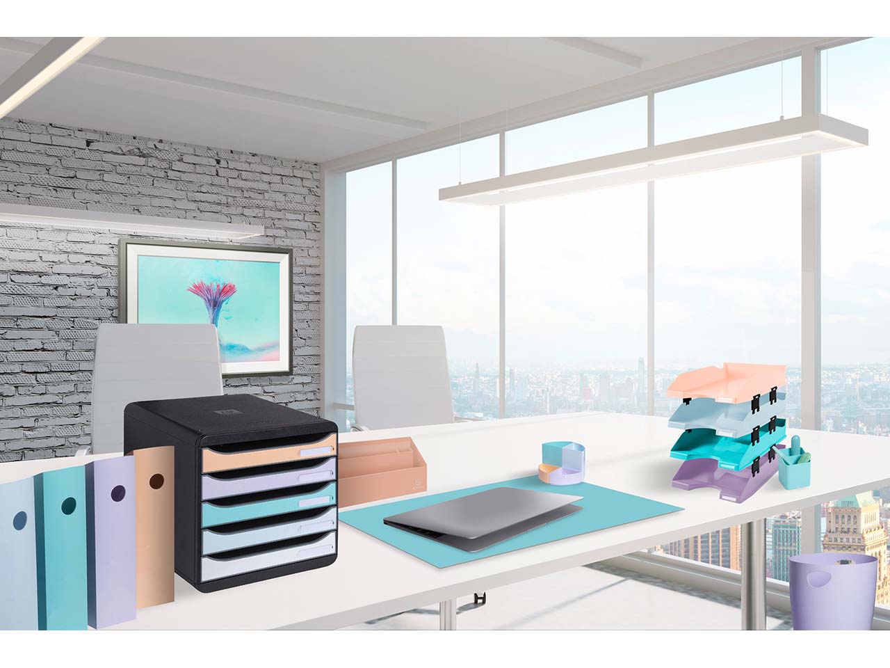 Exacompta Schubladenbox Big Box Maxi "Aquarel", 347x278x271 mm, DIN A4+, 6 Schubladen