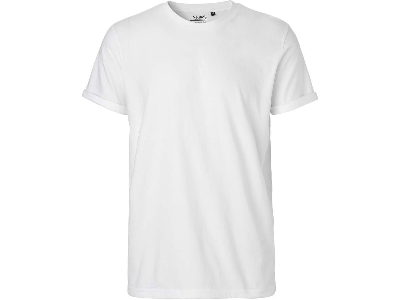 Neutral Bio-Herren-T-Shirt mit Roll-Up-Ärmeln, weiß, Gr. XL