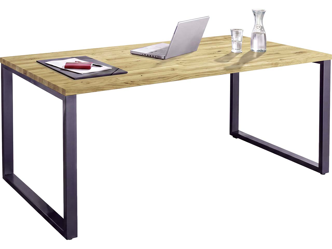 Schreibtisch "CONTACT Statement" 180 x 80 cm, Gestell schwarz, Eiche geölt