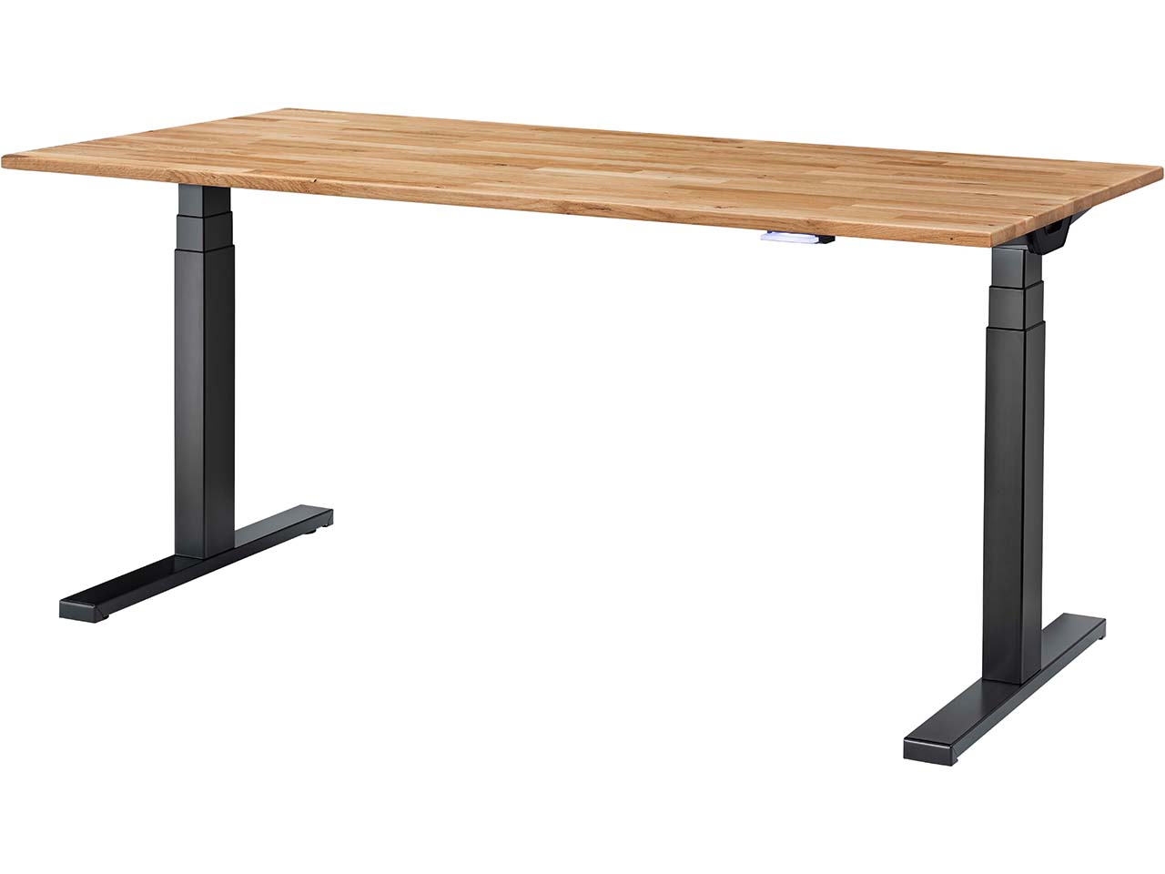 memo Höhenverstellbarer Schreibtisch "Sit-Up 3.0" schwarz, Eiche massiv, 140 x 70 cm