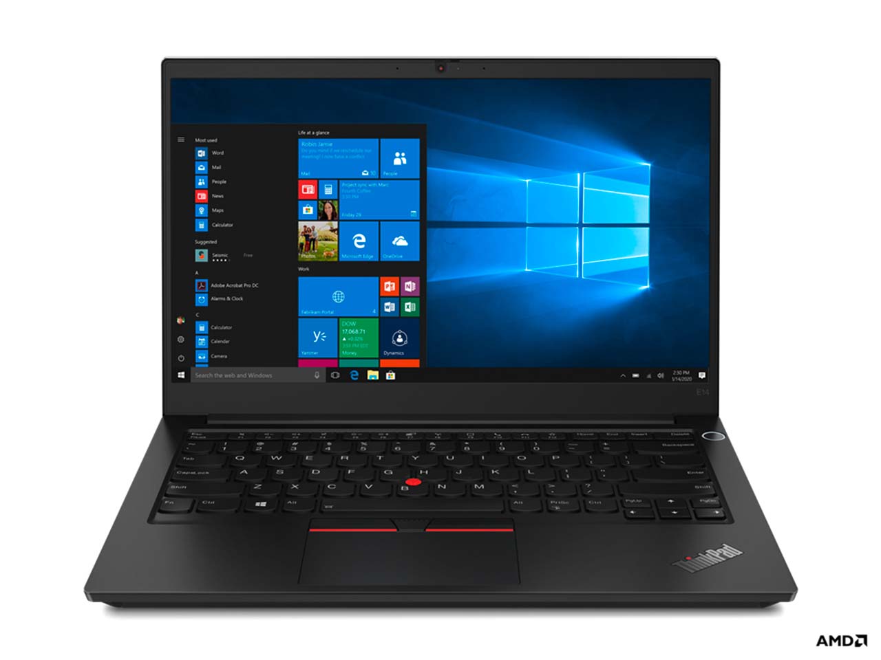 LENOVO Laptop THINKPAD E14 (2ND GEN) mit 256GB SSD, 16GB, refurb., 3. Wahl, black