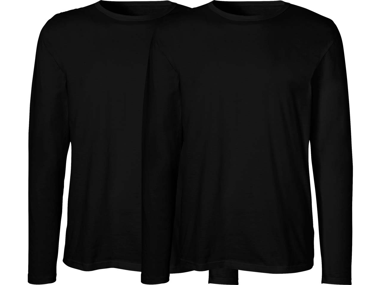 Neutral 2er-Pack Bio-Herren-Langarmshirt mit Rundhalsausschnitt, black, Gr. L
