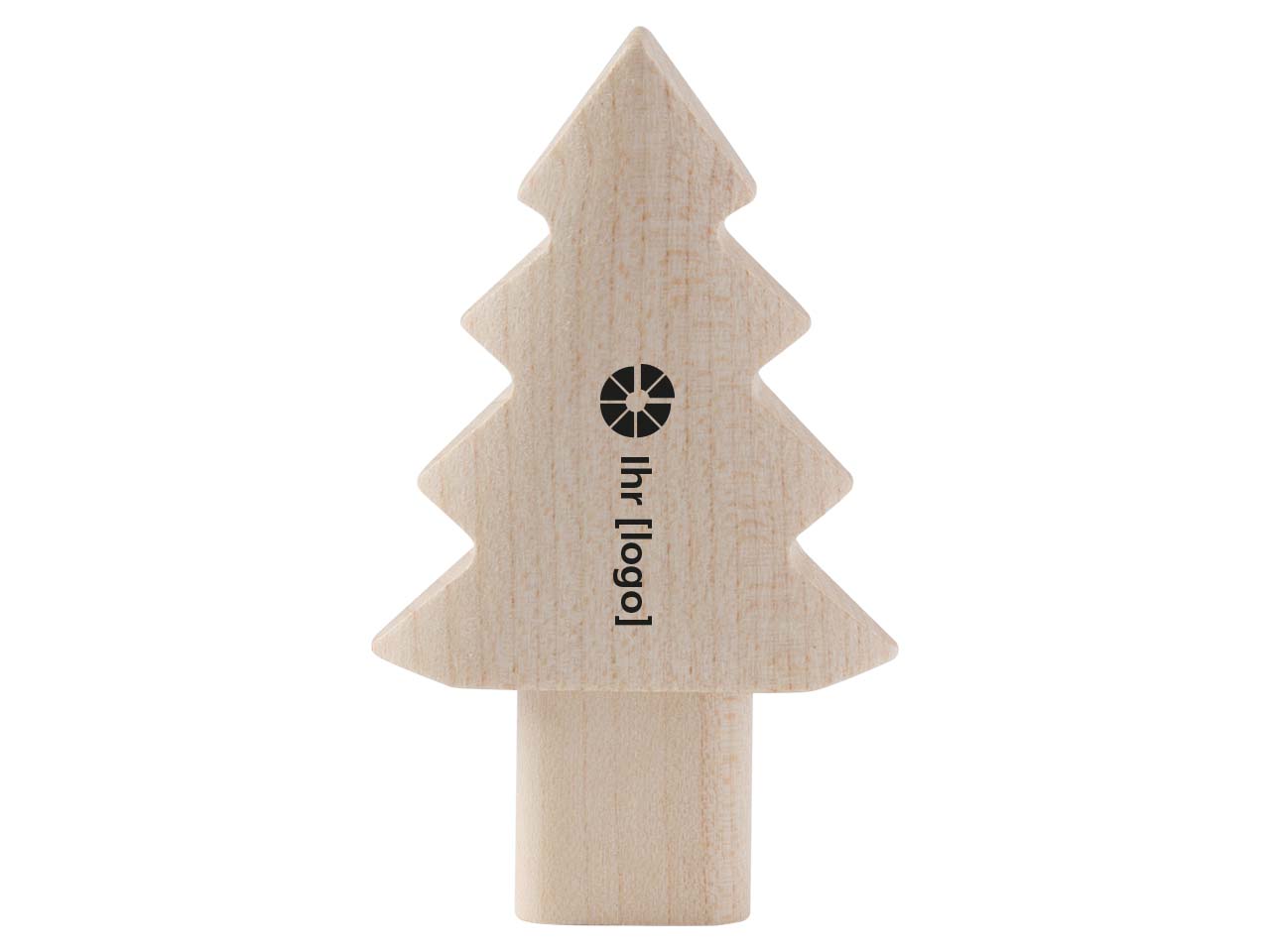 USB-Stick aus Ahornholz in Tannenbaumform, 4GB, inkl. Druck und GEMA, PEFC-zert.