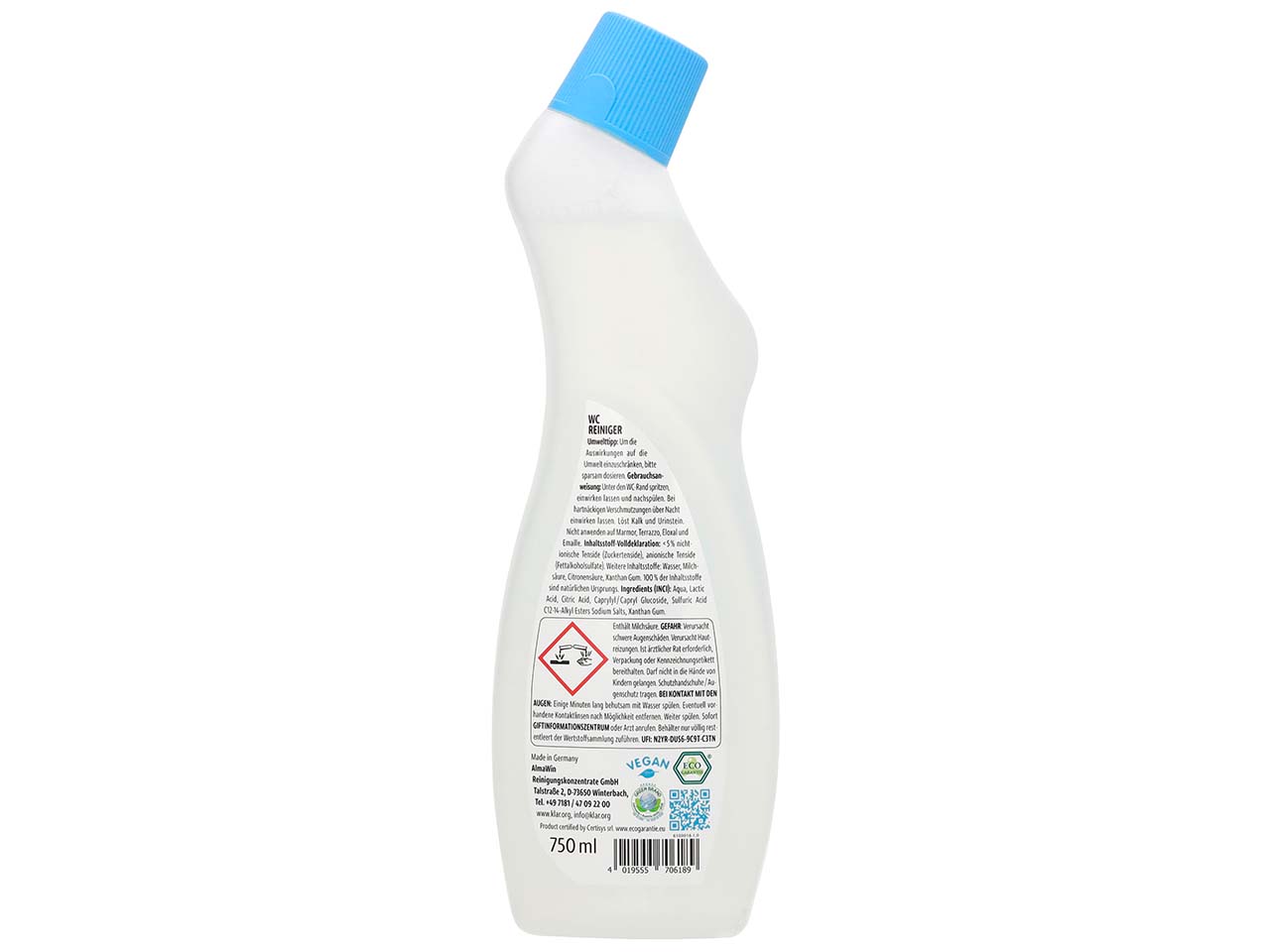 Klar EcoSensitive WC-Reiniger, ohne Duft, 750 ml