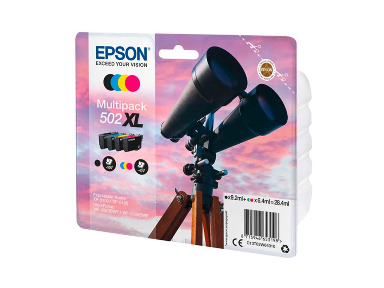 Epson Tintenpatronen T02W64 XL schwarz, cyan, magenta, gelb, 4er-Set