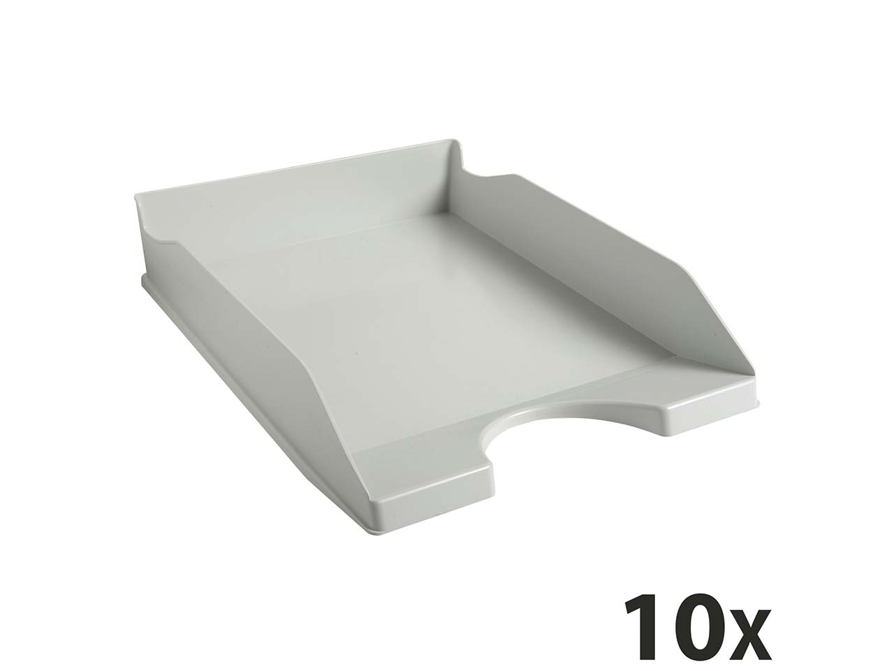 10 Exacompta Briefablagen Ecotray "Office", DIN A4+, grau, für je 500 Blatt