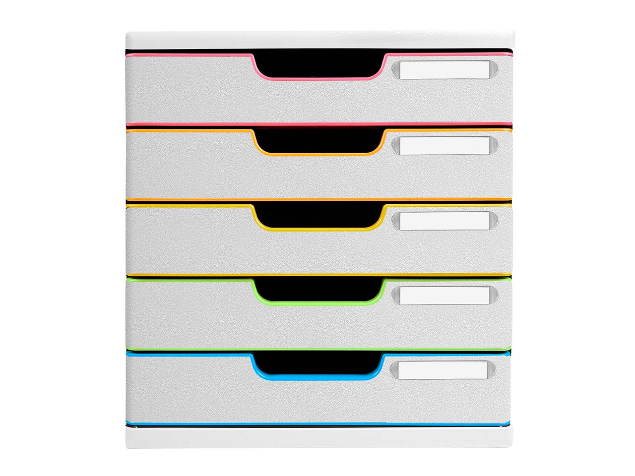 Exacompta Schubladenbox Modulo "Black Office", DIN A4+, 5 Schubladen, weiß/harlekin