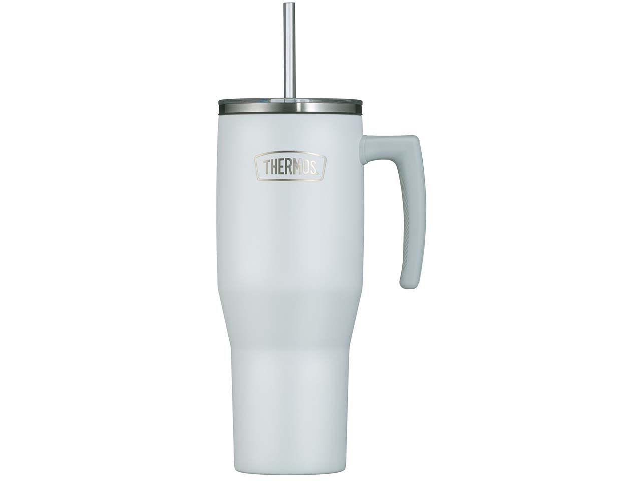 THERMOS Isolier-Trinkbecher "REFRESHING", mit Trinkhalm & Henkel, 1,1 l, white mat