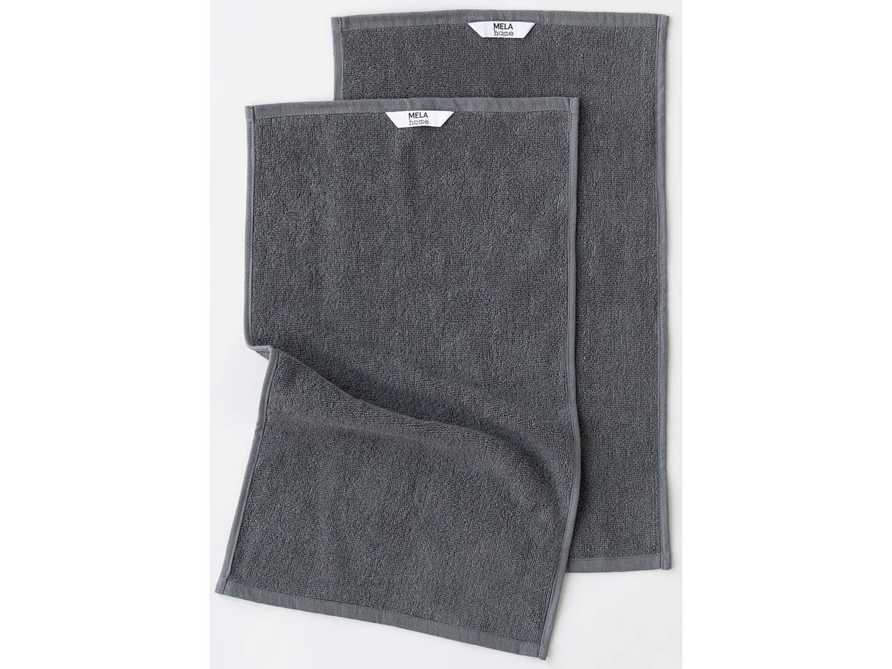MELA 2er-Pack Bio-Gästehandtuch 'TANVI' 30x50 cm, aus Frottee, basalt grau